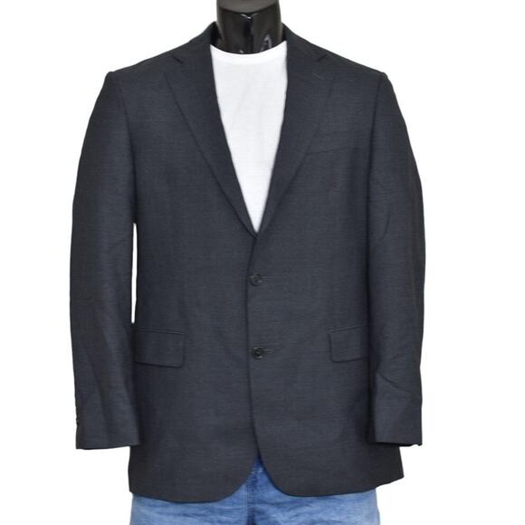Brooks Brothers 346 Wool Blend Blazer Jacket Gray 41L Solid Office Business - Picture 2 of 7